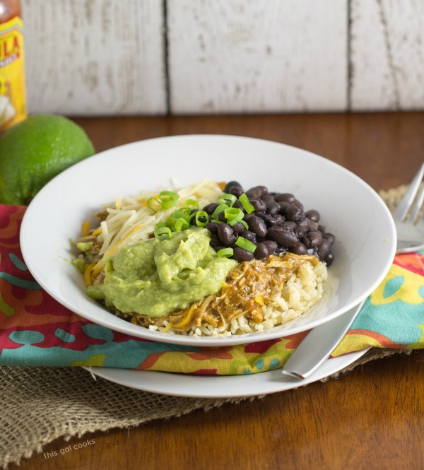 Crockpot Chicken Burrito Bowls - This Gal Cooks