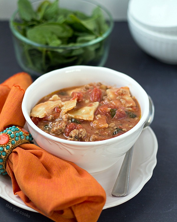 Easy Ravioli Soup - This Gal Cooks #soup #pasta #dinner