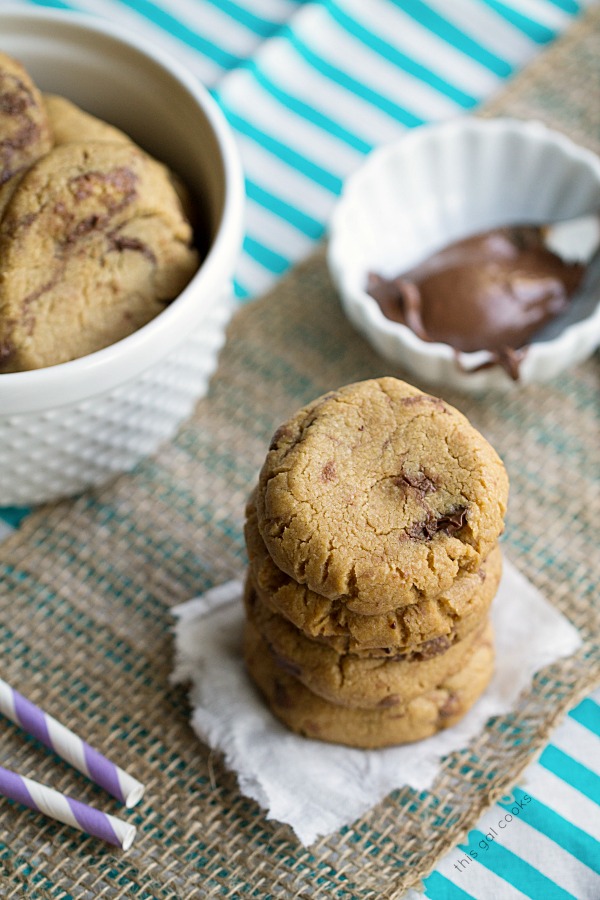 Nutella Stuffed Peanut Butter Cookies - This Gal Cooks #cookies #peanutbutter #dessert