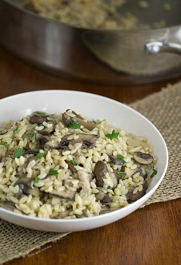 Savory Orzo with Mushrooms - This Gal Cooks