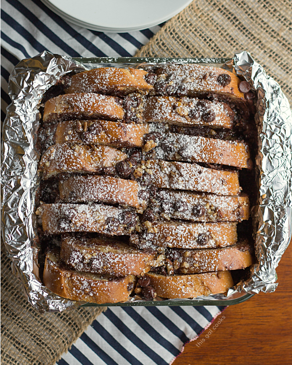 Overnight Chocolate Pecan Pie French Toast Casserole