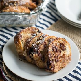 Overnight Chocolate Pecan Pie French Toast Casserole