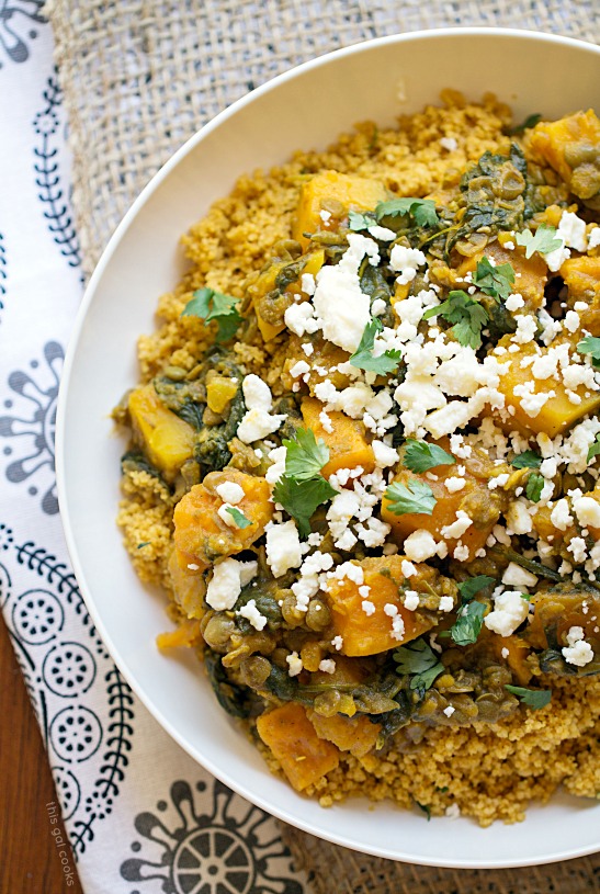 Lentil Tagine with Whole Wheat Couscous - This Gal Cooks #cleaneating #vegetarian #nomeat