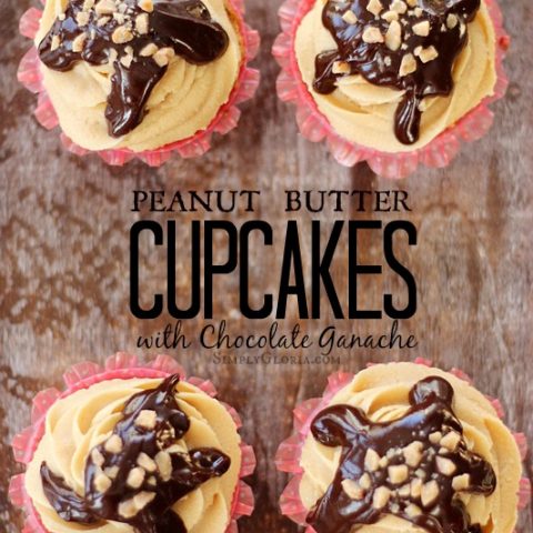 Peanut Butter Cupcakes with Chocolate Ganache