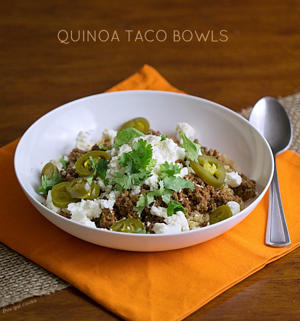 Thirty Minute Quinoa Taco Bowls - This Gal Cooks #glutenfree #healthygrains #groundturkey