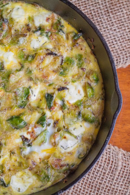 Brussels Sprouts, Bacon and Goat Cheese Frittata This Gal Cooks