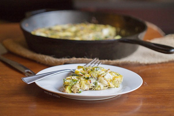 Brussels Sprouts, Bacon and Goat Cheese Frittata - This Gal Cooks #eggs #lowcarb #casseroles