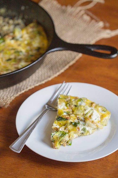 Brussels Sprouts, Bacon and Goat Cheese Frittata This Gal Cooks