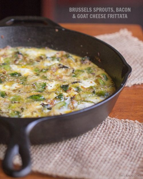 Brussels Sprouts, Bacon and Goat Cheese Frittata This Gal Cooks