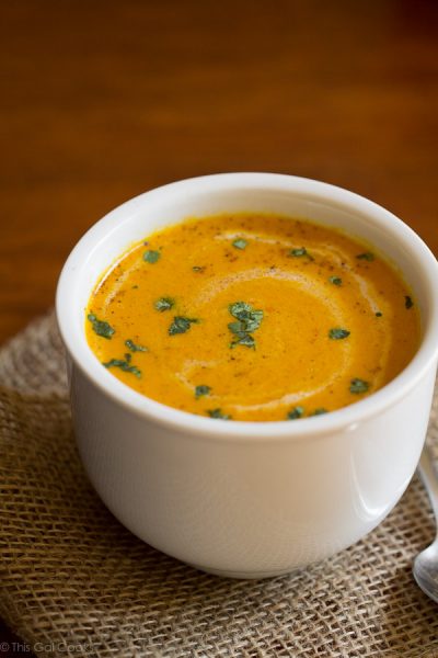 Moroccan Carrot Soup - This Gal Cooks #dairyfree #dinner #secretrecipeclub