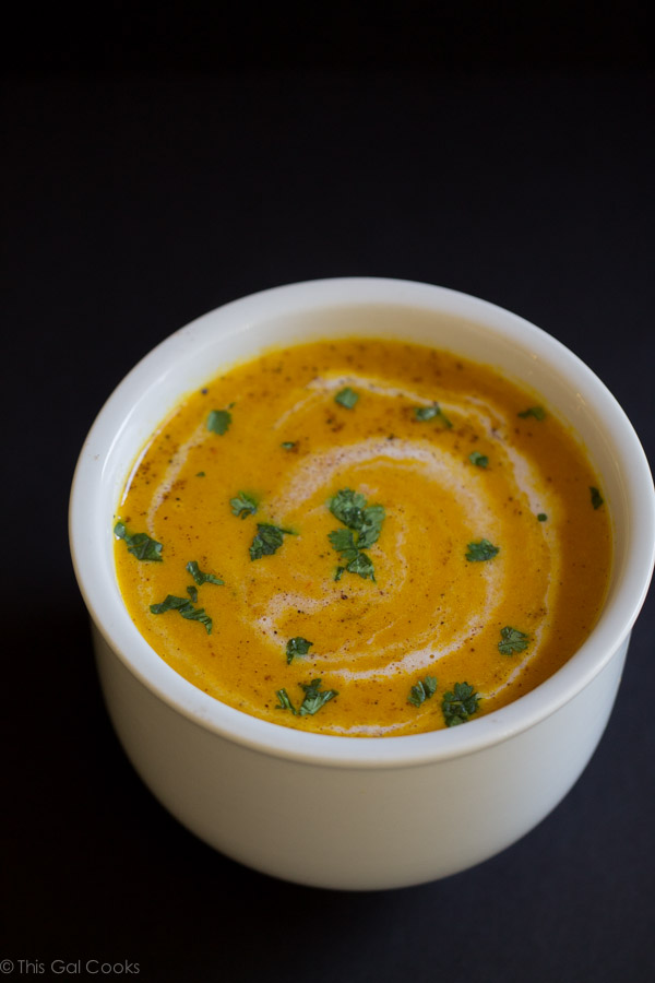 Moroccan Carrot Soup - This Gal Cooks #dairyfree #dinner #secretrecipeclub