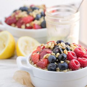 This Fresh Berry Salad with Walnuts and Quinoa is full of nutrients and flavor. Top it off with homemade Lemon Poppy Seed Dressing (recipe included).