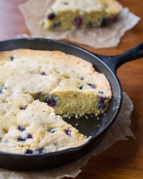 This super delicious, moist Blueberry Cornbread is made with coconut milk, fresh blueberries and brown sugar.