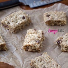 Congo Bars: these extreme blondies are loaded with toasted coconut, chopped pecans, chocolate chips and white chocolate chips. A delicious treat for any coconut lover!