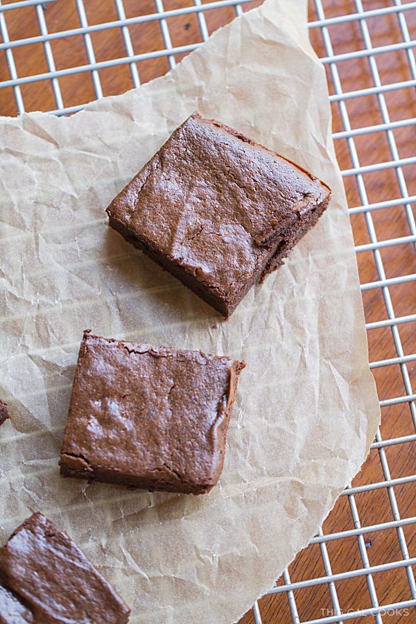 Flourless Fudgy Brownies. These gluten free brownies are made with almond butter, cocoa powder and agave nectar.