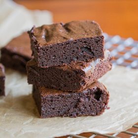 Flourless Fudgy Brownies. These gluten free brownies are made with almond butter, cocoa powder and agave nectar.