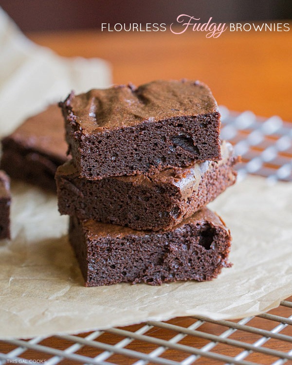 Flourless Fudgy Brownies. These gluten free brownies are made with almond butter, cocoa powder and agave nectar.