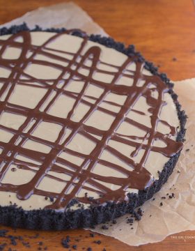 No Bake Cookie Butter Cream Pie. This creamy, full of cookie butter, tasty pie is made dairy free by using coconut milk and vegan cream cheese.