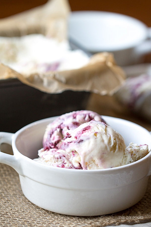 No Churn Cherry Cobbler Ice Cream | This Gal Cooks