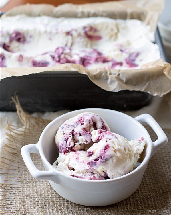 No Churn Cherry Cobbler Ice Cream | This Gal Cooks