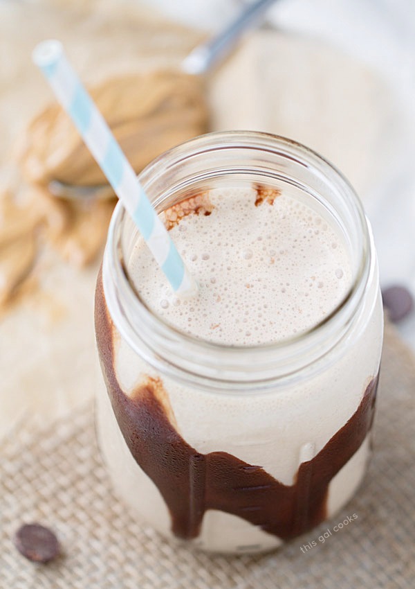 Chocolate Peanut Butter Banana Smoothie: This easy to make, make ahead smoothie is made with frozen bananas, peanut butter, almond milk and Carnation Breakfast Essentials. 