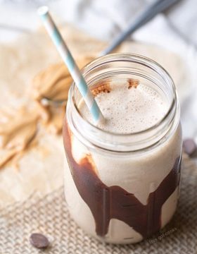 Chocolate Peanut Butter Banana Smoothie: This easy to make, make ahead smoothie is made with frozen bananas, peanut butter, almond milk and Carnation Breakfast Essentials.