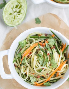 Cucumber Noodles with Sesame Soy Dressing #lowcarb