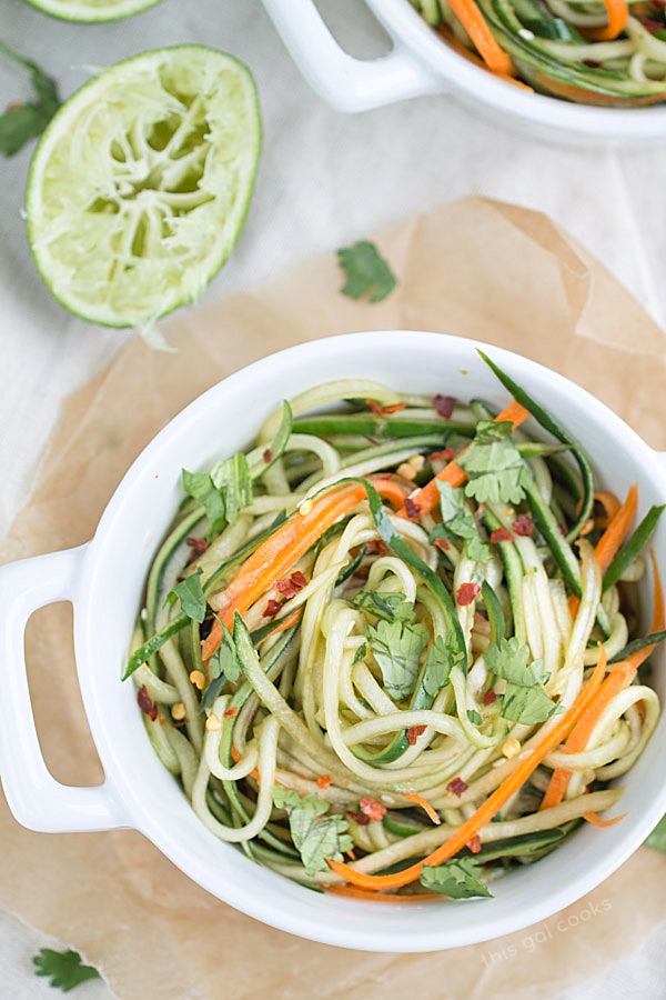 Cucumber Noodles with Sesame Soy Dressing #lowcarb