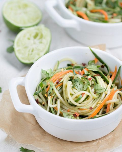 Cucumber Carrot Noodles with Sesame Soy Dressing #lowcarb