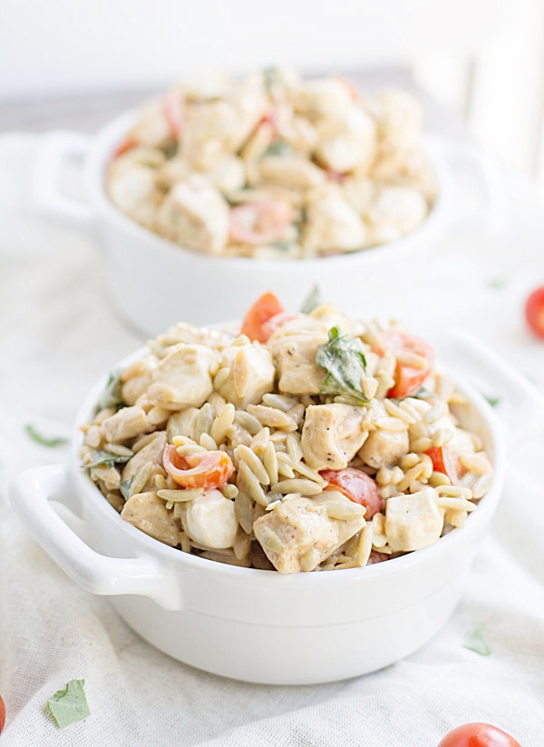 Caprese Chicken Orzo Salad