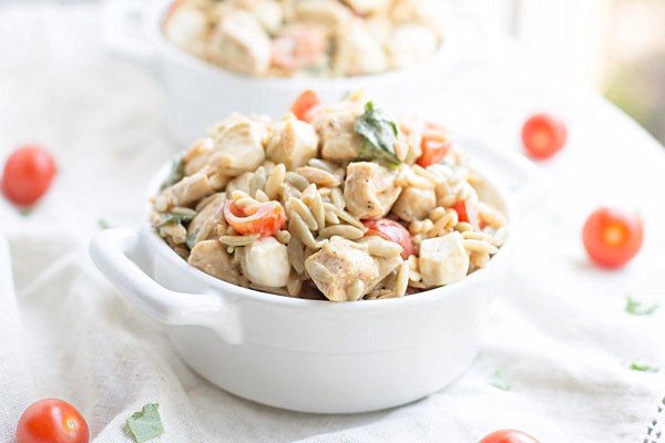 Caprese Chicken Orzo Salad