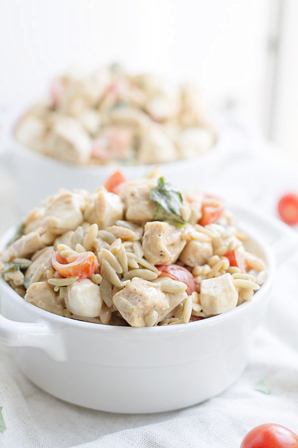 Caprese Chicken Orzo Salad