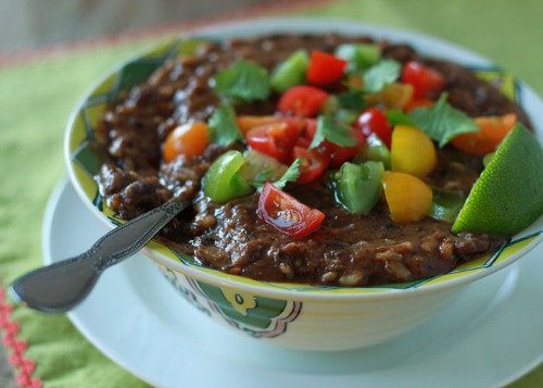 Vegan Black Bean and Brown Rice Soup by Kitchen Treaty