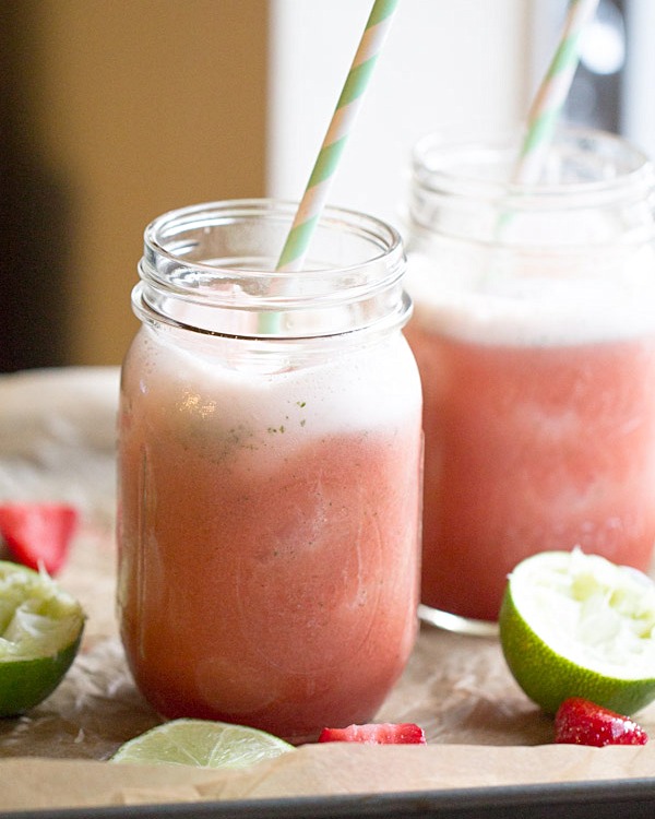 Strawberry Lime Mint Spritzers and Fruttare Bars