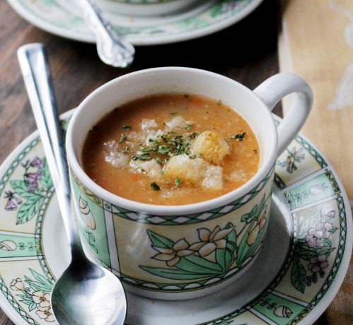 Slow Cooker Leek Potato Soup by Diethood