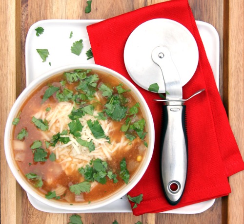 Slow Cooker BBQ Chicken Pizza Soup by Melanie Makes