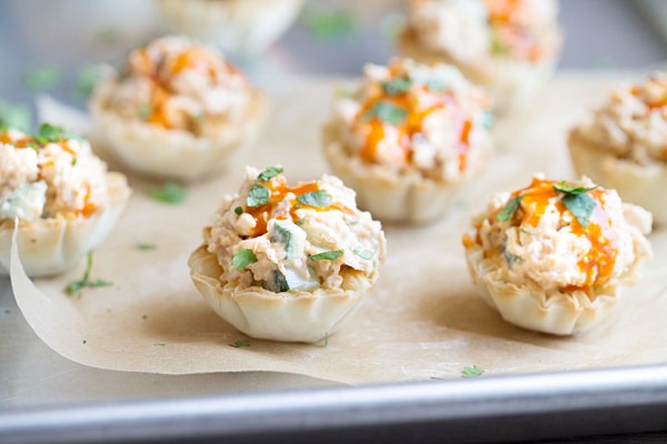 Buffalo Chicken Salad Cups on This Gal Cooks