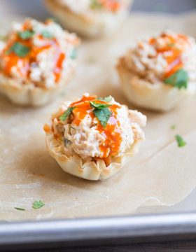 Buffalo Chicken Salad Cups on This Gal Cooks