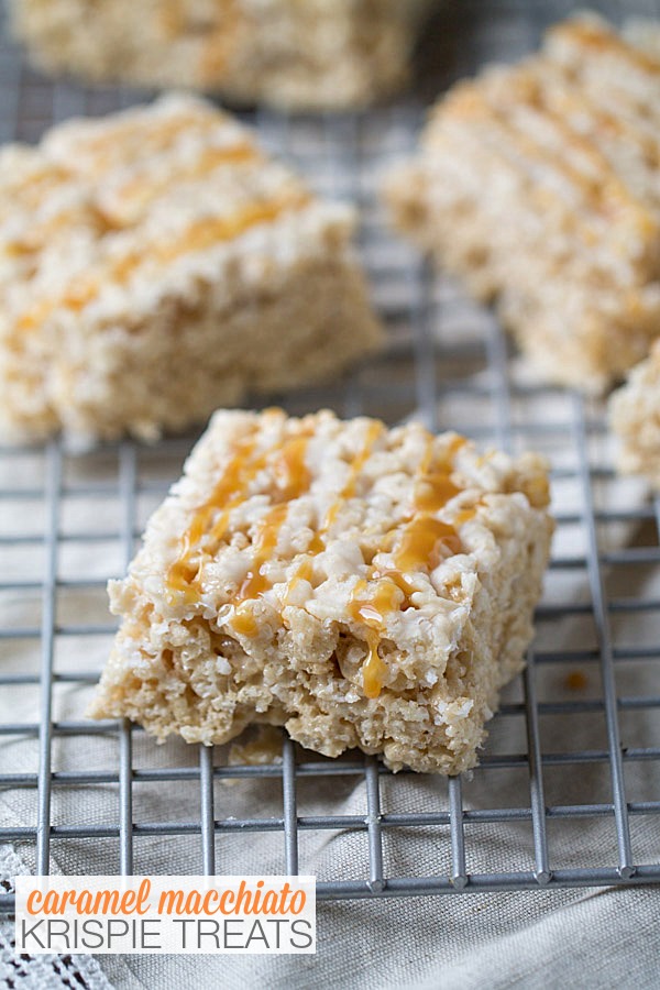 Caramel Macchiato Krispie Treats on This Gal Cooks