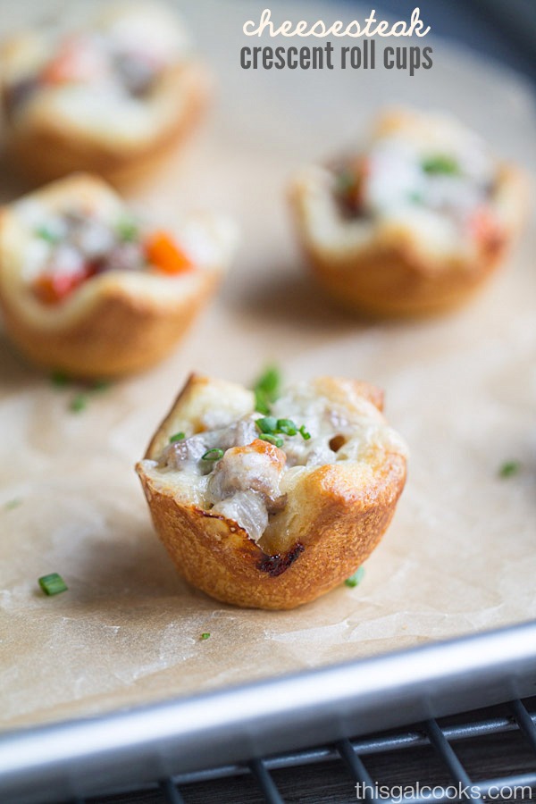 Cheesesteak Crescent Roll Cups | This Gal Cooks