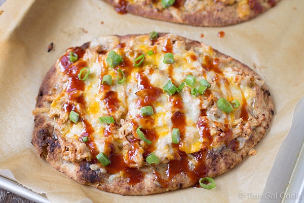 BBQ Chicken Naan Pizzas with Malbec BBQ Sauce | This Gal Cooks (replace chicken with turkey)