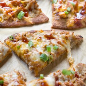 BBQ Chicken Naan Pizzas with Malbec BBQ Sauce | This Gal Cooks