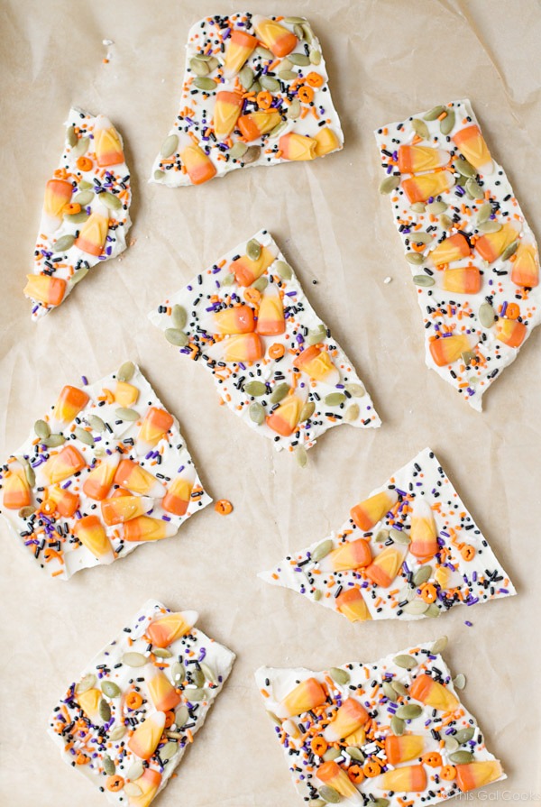 Candy Corn Halloween Bark | This Gal Cooks