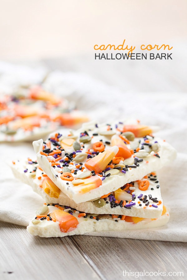 Candy Corn White Chocolate Halloween Bark | This Gal Cooks