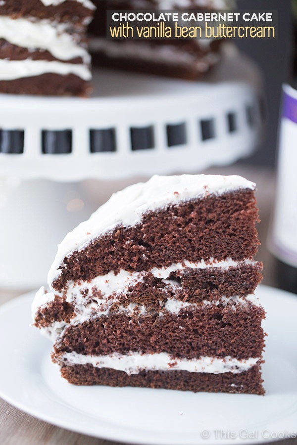 Chocolate Cabernet Cake. Made from scratch, this simple chocolate cake is made from soft, moist and my new favorite dessert! | This Gal Cooks