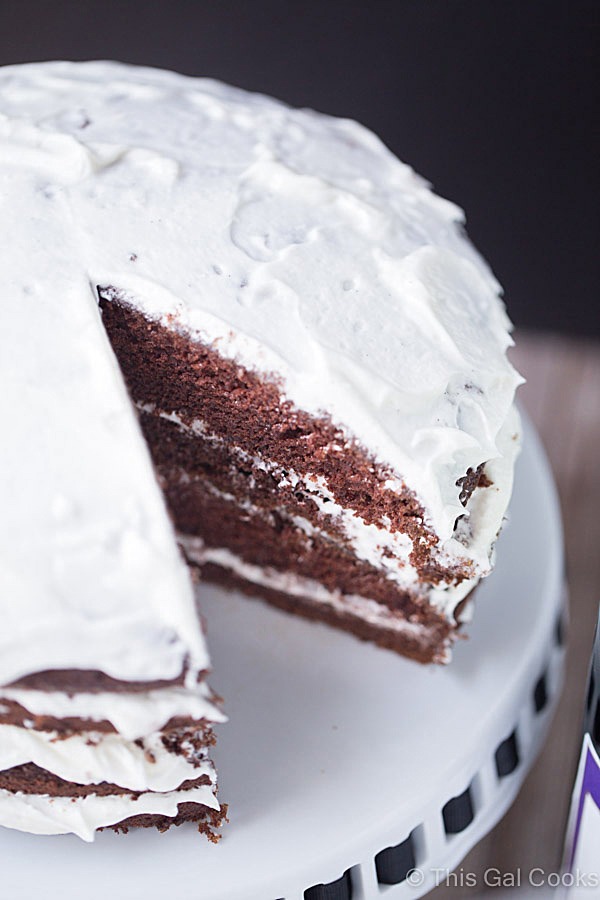 Chocolate Cabernet Cake. Made from scratch, this simple chocolate cake is made from soft, moist and my new favorite dessert! | This Gal Cooks