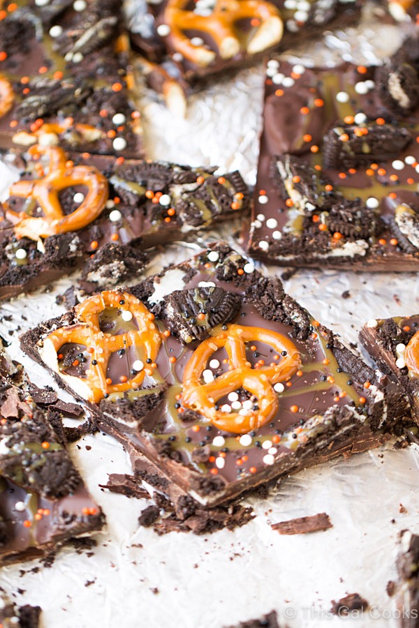 Dark Chocolate Oreo Pretzel Bark