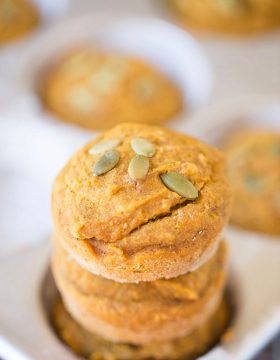 Healthier Pumpkin Muffins. Made with coconut oil and honey. No refined sugars. 150 calories per muffin. | This Gal Cooks