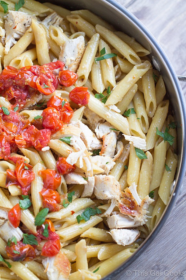 One Pan Chicken Pasta with Chardonnay Wine Sauce | This Gal Cooks