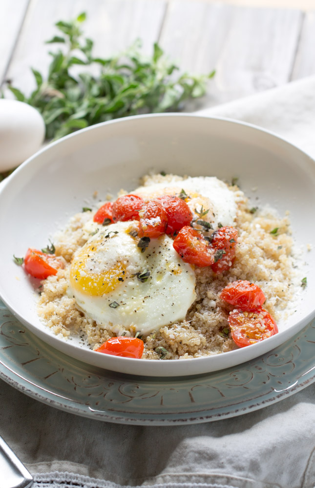 Roasted Tomatoes with Eggs and Quinoa